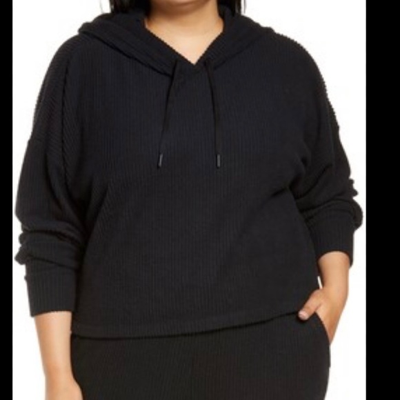Zella black ribbed all day hoodie 1X NWT women’s plus hoodie - Picture 1 of 4